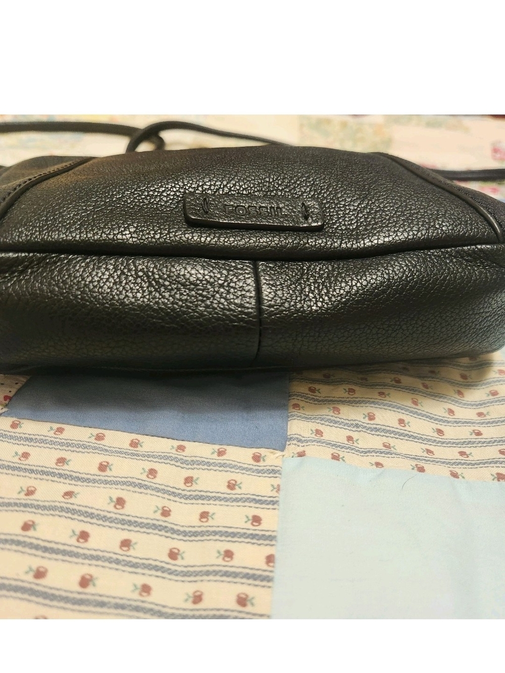 Vtg Fossil Black Pebbled Cowhide Leather Crossbody Shoulder Bag Classic 8x6x3 - Picture 7 of 16